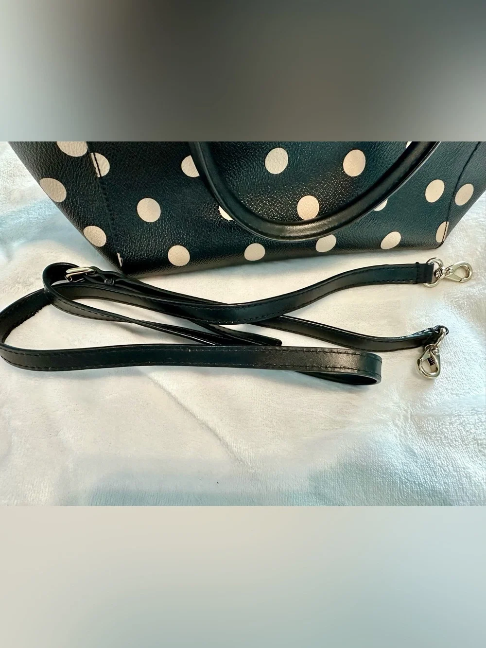 kate spade Camryn Wellesley Black & Cream Polka Dot Handbag W/ Matching Wallet